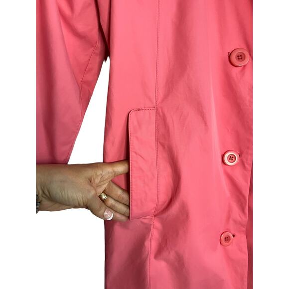 Cabelas Mid Length Rain Jacket Size Large Pink Button Front Pockets - Picture 5 of 8
